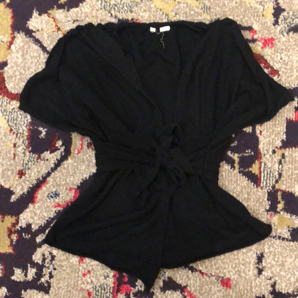 Short black kimono style wrap